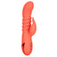 California Dreaming Orange County Cutie Thrusting Vibrator -  features a ribbed thrusting shaft with a curved head for G-spot stimulation & a flickering clitoral teaser. 10 vibration and 3 thrusting settings. Orange
