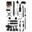 The Ouch! Advanced Bondage Kit includes 16 pieces for bondage, sensory deprivation, impact play, humiliation & more BDSM fun. Black.
