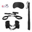 This bedpost bondage kit includes 4 extension tethers & cuffs + a free flogger, sex dice & blindfold for enhanced BDSM play.