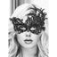 Ouch! Royal Lace Eye Mask has an asymmetrical wing design, perfect for lingerie, costumes, party outfits & more. On-model. (2)