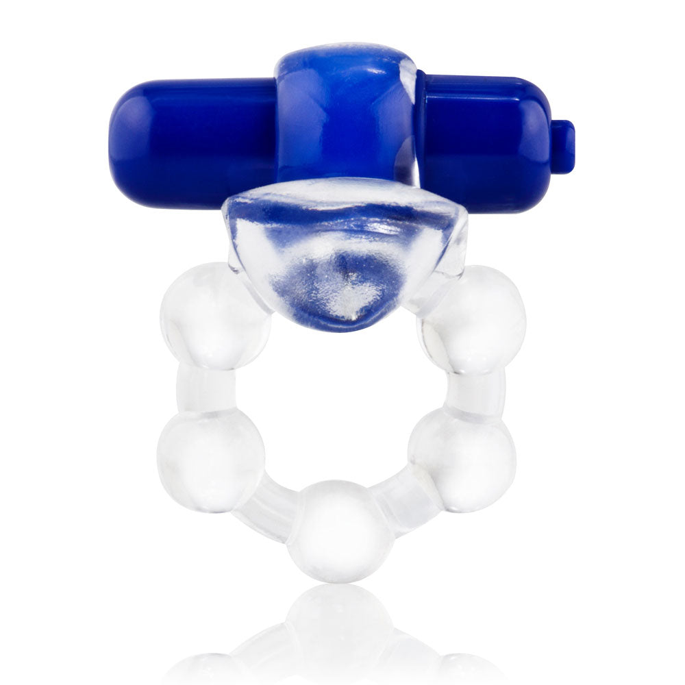 Screaming O - Overtime, vibrating cockring has a super-powered 4-function vibrating motor & a flexible clitoral tongue. Blue