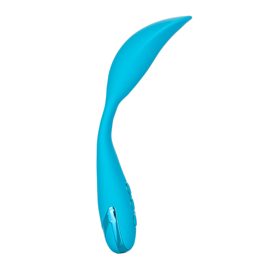 California Dreaming - Palm Springs Pleaser - bendable, contoured vibrator offers multi-directional positioning & 10 vibration patterns + Power Boost. Bright Blue 6