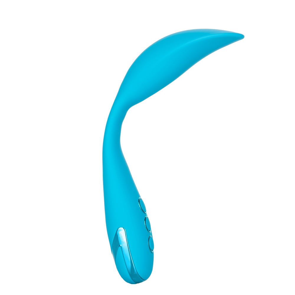 California Dreaming - Palm Springs Pleaser - bendable, contoured vibrator offers multi-directional positioning & 10 vibration patterns + Power Boost. Bright Blue 7