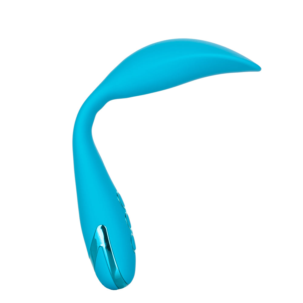 California Dreaming - Palm Springs Pleaser - bendable, contoured vibrator offers multi-directional positioning & 10 vibration patterns + Power Boost. Bright Blue 8