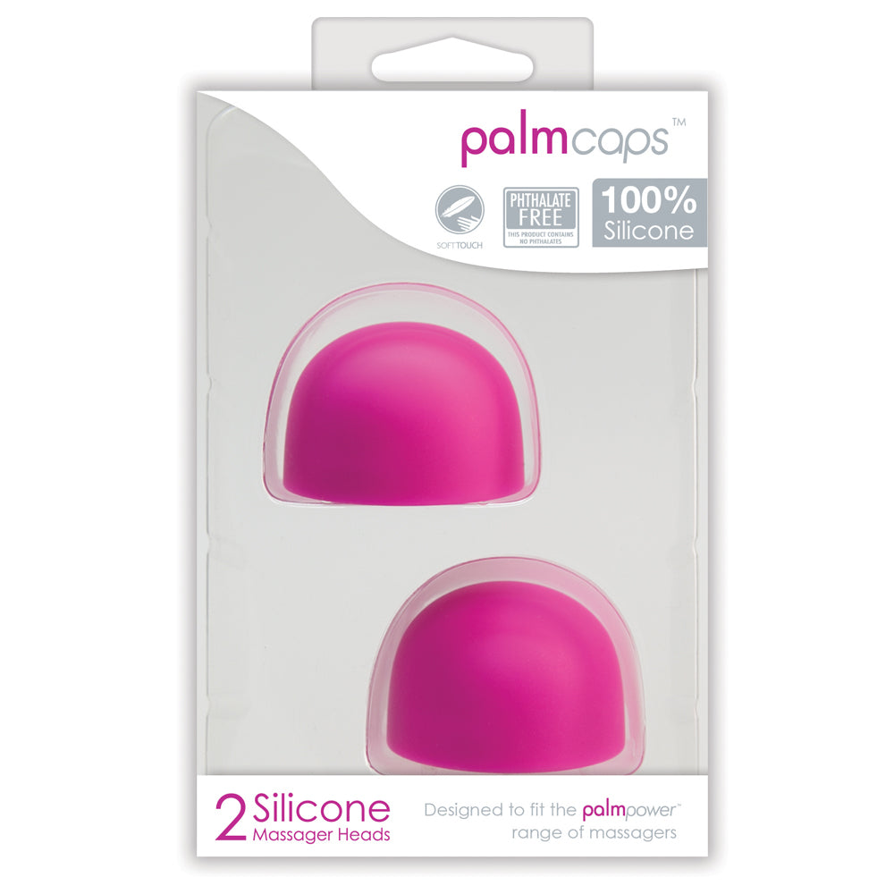 This 2-pack of silky-smooth silicone caps are replacements for the original PalmPower Vibrating Wand Massager & the PalmPower Recharge Vibrating Wand Massager. Package.
