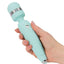 Pillow Talk Cheeky - Luxurious Wand Massager has a flexible head & multi-speed PowerBullet vibrations, all in a quilted silicone body w/ a Swarovski crystal control button. Teal. On-hand.
