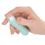 Pillow Talk Flirty - Luxurious Mini Massager has a flexible design & multi-speed PowerBullet vibrations, all in a travel-sized silicone body with Swarovski crystal details. Teal. Swarovski crystal.
