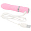 Pillow Talk Flirty - Luxurious Mini Massager has a flexible design & multi-speed PowerBullet vibrations, all in a travel-sized silicone body with Swarovski crystal details. Pink. Charging cable.
