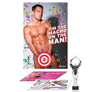Pin the Macho On the Man. This adult twist on Pin the Tail on the Donkey is the perfect fun game for your next bridal shower, bachelorette night or adult party.