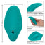 Pixies Hummer Liquid Silicone Contoured Vibrating Massager has a curvy dual-sided design w/ a smooth side to cup your whole vulva & a clitoral bump for focused pleasure. Dimension & features.