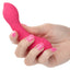 Pixies Teaser Liquid Silicone Mini G-Spot Vibrator has a dual-ended design w/ a tapered, bulbous head & a round, ribbed head for versatile G-spot pleasure that is discreet while travelling. On-hand.