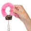 These playful furry handcuffs lock & come w/ 2 keys + a safety release built-in for easy removal. Use with or w/out the faux fur for perfect BDSM intensity.  Pink-hand