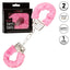 These playful furry handcuffs lock & come w/ 2 keys + a safety release built-in for easy removal. Use with or w/out the faux fur for perfect BDSM intensity.  Pink-details