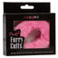 These playful furry handcuffs lock & come w/ 2 keys + a safety release built-in for easy removal. Use with or w/out the faux fur for perfect BDSM intensity. Pink-box.