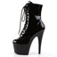 Pleaser Adore 7" Stiletto Lace-Up Platform Ankle Boots - Patent Black have adjustable laces + inner side zip for easy on/off & have great grip while pole dancing. (3)