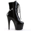 Pleaser Adore 7" Stiletto Lace-Up Platform Ankle Boots - Patent Black have adjustable laces + inner side zip for easy on/off & have great grip while pole dancing. (5)