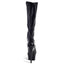 Pleaser Delight 6" Stiletto Platform Knee Boots - Patent Black have a 6" stiletto heel & a 1 & ¾" platform w/ an inner side zip in glossy patent leather. (4)