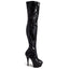 Pleaser Delight 6" Stiletto Platform Thigh Boots - Patent Black have a sexy thigh-high silhouette & are made from shiny patent material for incredible grip on the pole.