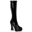 Pleaser Electra 5" Stack Heel Platform Go-Go Boots - Patent Black have a 5" stack heel + 1.38" platform & are perfect for going out dancing or extra grip on the pole.