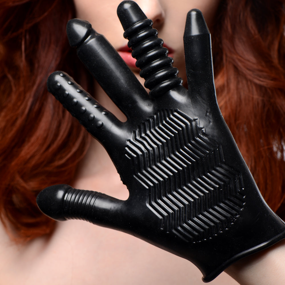 Master Series - Pleasure Poker Glove - adorned w/ stimulating textures & differently shaped fingers to take vaginal or anal play. (2)
