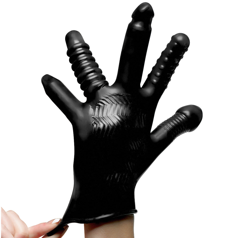 Master Series - Pleasure Poker Glove - adorned w/ stimulating textures & differently shaped fingers to take vaginal or anal play. (4)