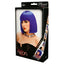 Pleasure Wigs Neon Cleo Blunt Fringe Bob Wig has straight bangs & comes in neon blue, purple or hot pink to turn heads at costume parties & cosplay events. Blue - package.