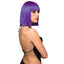 Pleasure Wigs Neon Cleo Blunt Fringe Bob Wig has straight bangs & comes in neon blue, purple or hot pink to turn heads at costume parties & cosplay events. Purple (2)