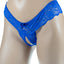 Poison Rose - Crotchless Lace Panties are adorned with floral lace, scalloped trim & a cute bow. Blue.