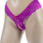 Poison Rose - Crotchless Lace Panties are adorned with floral lace, scalloped trim & a cute bow. Purple.