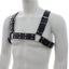 Poison Rose Leather H-Brace Bulldog Chest Harness has O-rings for attaching BDSM accessories, crossover straps in the rear & adjustable size buckles.