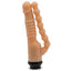 This thrusting sex machine attachment features a set of anal beads & a ribbed phallic dildo for dual vaginal & anal stimulation.
