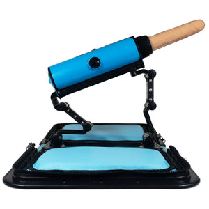This discreet sex machine thrusts, warms & vibrates for your pleasure, then folds up into a light blue handbag when you're done.