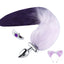 Poseable Tail Butt Plug & Ears - This detachable tail plug has a poseable skeleton inside to hold any shape you bend the tail into & includes matching ears. Purple and white.