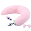 Poseable Tail Butt Plug & Ears - This detachable tail plug has a poseable skeleton inside to hold any shape you bend the tail into & includes matching ears. Pink.