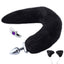 Poseable Tail Butt Plug & Ears - This detachable tail plug has a poseable skeleton inside to hold any shape you bend the tail into & includes matching ears. Black.