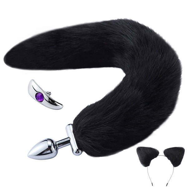 Metal Butt Plug w/ Poseable Cat Tail & Ear Headband Furry Toy Sexyland Metal Butt Plug w/ Poseable Cat Tail & Ear Headband Furry Toy Sexyland