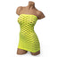 Poison Rose Oval Net Tube Dress. Dare to bare all in this seamless, stretchy, open weave dress that hugs your curves! Layer it over other clothes or wear it on its own. Yellow.