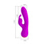 Pretty Love Broderick Flexible Rabbit Ears Vibrator moves comfortably w/ your body & has a G-spot head + clitoral bunny ears for dual internal & external stimulation. Purple-dimension.