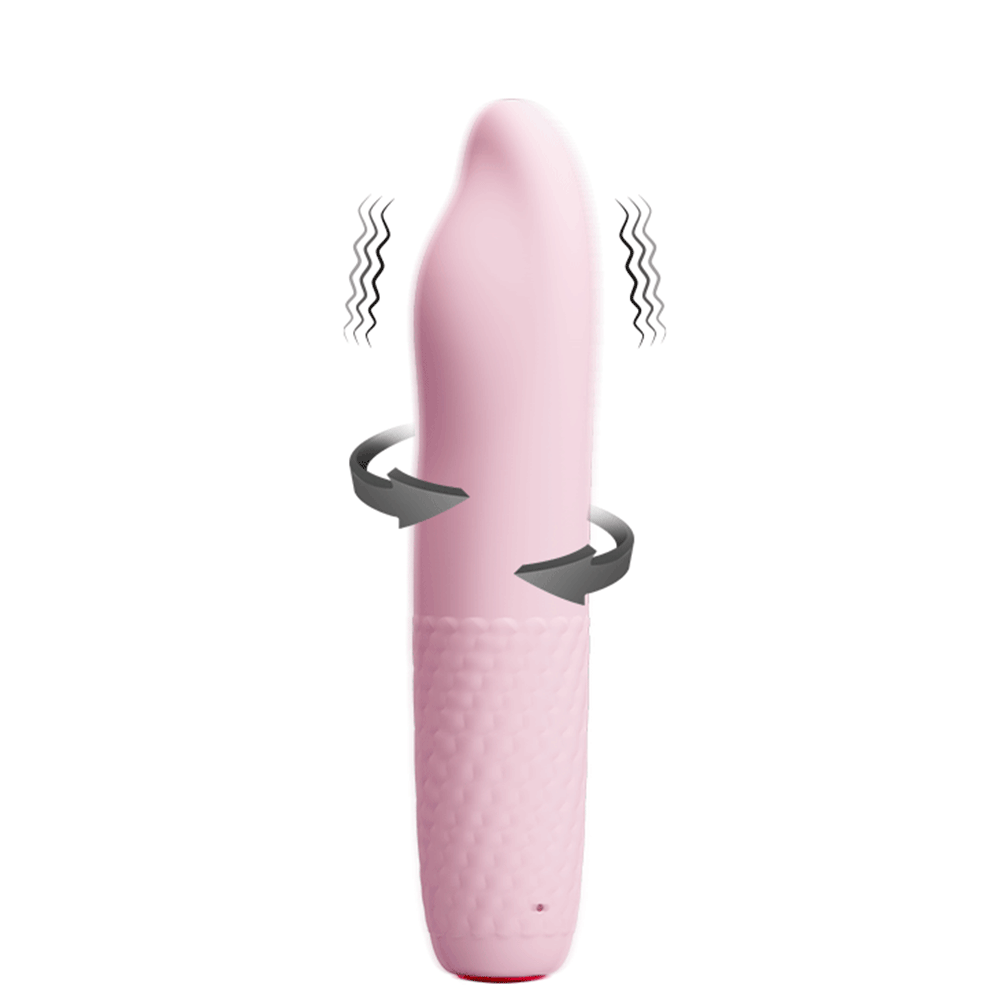 Pretty Love - Burke Rotating Vibrator has 4 vibration modes & 4 rotation settings for you to enjoy internally or externally. Pink-GIF.