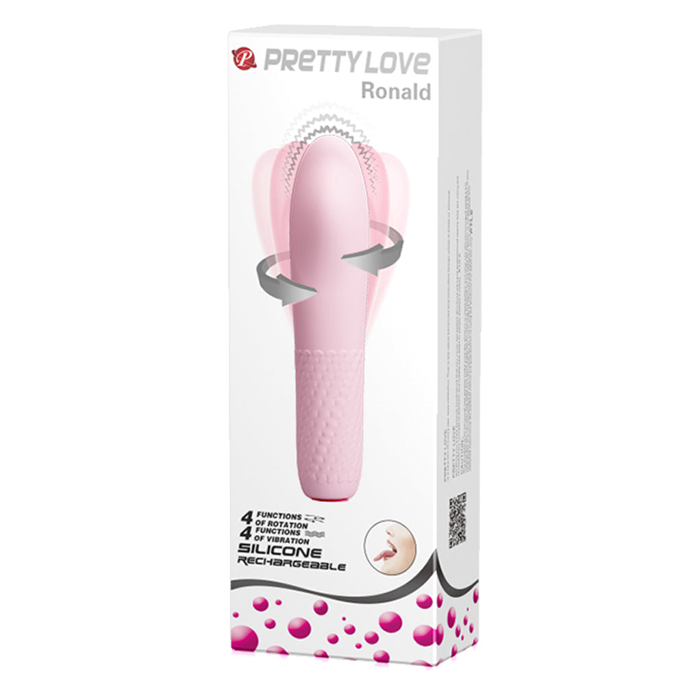Pretty Love - Burke Rotating Vibrator has 4 vibration modes & 4 rotation settings for you to enjoy internally or externally. Pink-package.