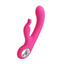Pretty Love Carina Hollow Handle Rabbit Vibrator has 7 vibration modes in 5 speeds across a curved G-spot head & clitoral bunny + a hollow handle for great grip. GIF.
