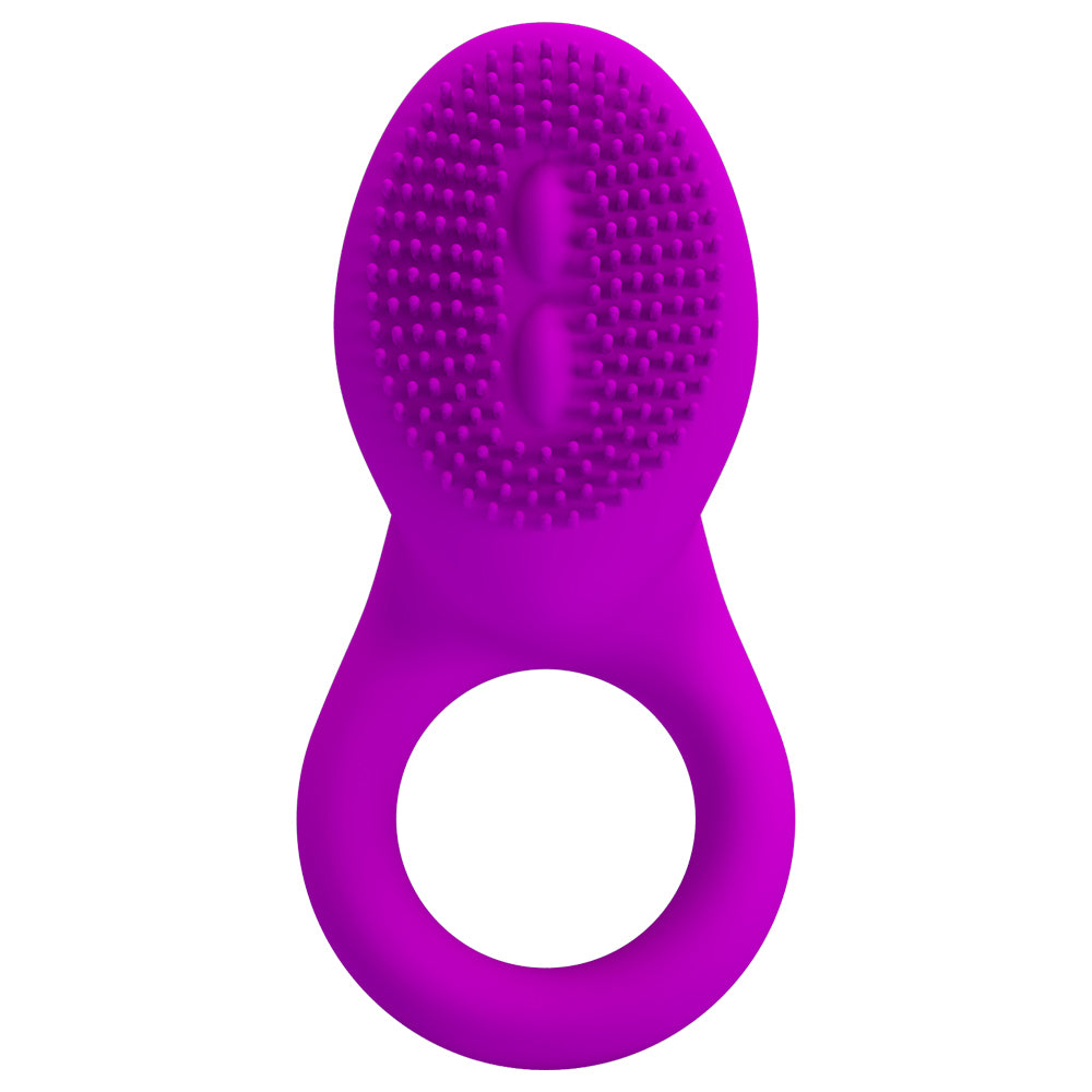 Pretty Love Cobra Vibrating Cock Ring With Clitoral Ticklers has touch-activated vibration & a bristle-textured clitoral stimulator for both partners to enjoy. Purple. (2)