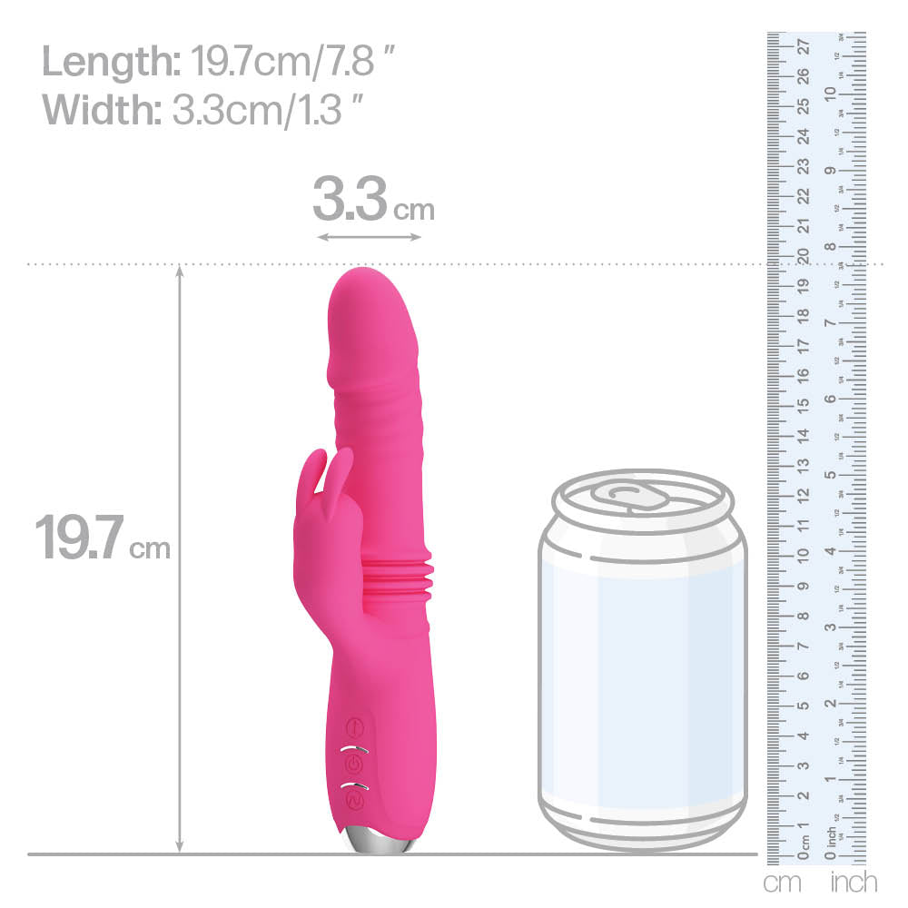 Pretty Love Dorothy Thrusting Rabbit Vibrator is one of the best women's toys for sexual pleasure, stimulating her clitoris & G-spot w/ 12 vibrations & 3 thrusting modes. Dimension.