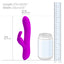 Pretty Love Dylan - Dynamic Waving Vibrator - clitoral stimulator & flexible shaft w/ 4 waving motions & 7 vibration modes. Purple-rechargeable. Dimension.