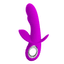 Pretty Love Humphray Rabbit Vibrator With Perineum Tickler has a ridged G-spot head, clitoral arm & a textured perineal stimulator for unbelievable triple stimulation. GIF.