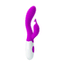 Pretty Love - Hyman Ribbed Rabbit Vibrator is made from ribbed silicone for more stimulation w/ dual motors in a bulbous G-spot shaft & clitoral tickler for blended pleasure. GIF.