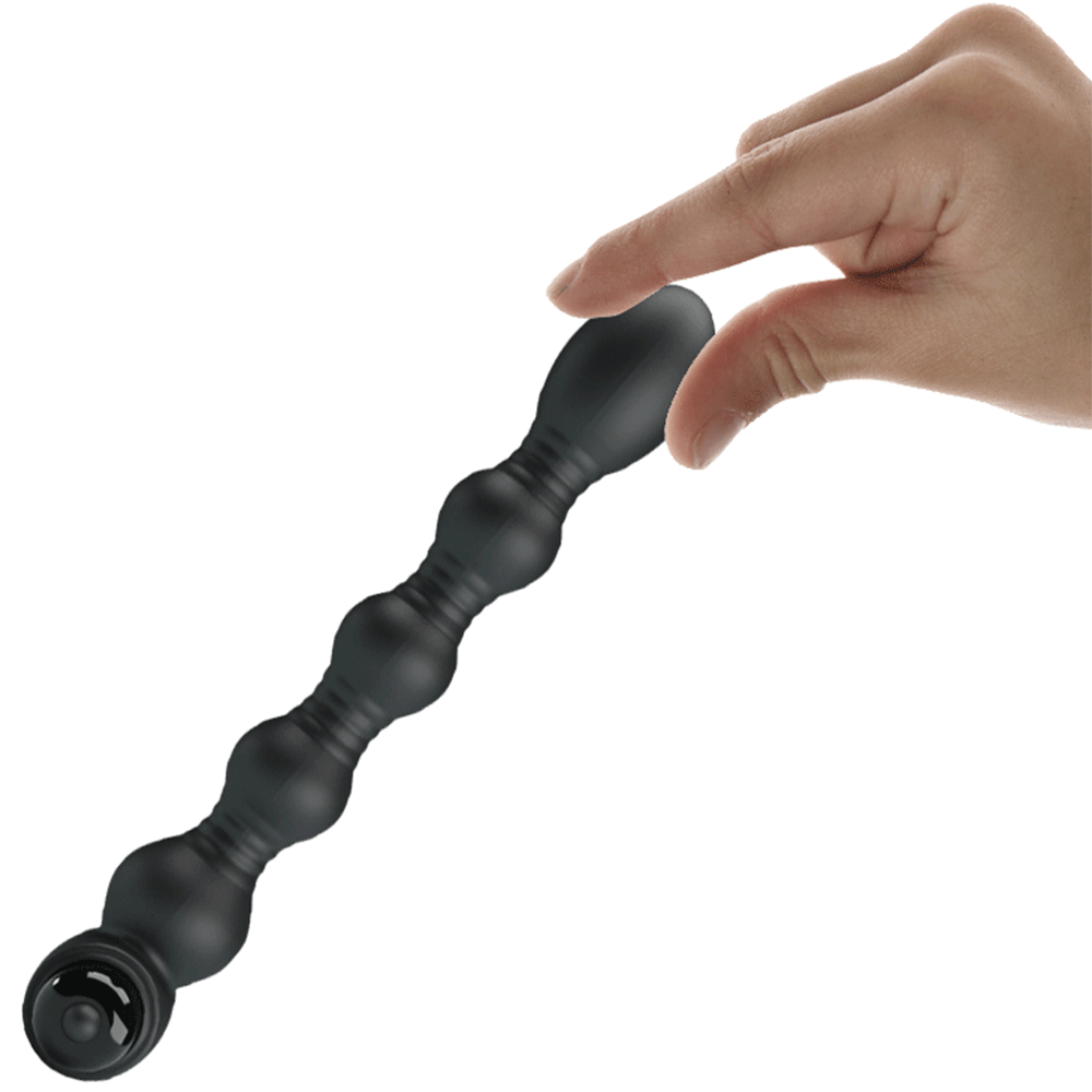 Pretty Love Lynn Vibrating Anal Beads has flexible necks between the 5 beads & boasts 10 vibration modes to please your backdoor. GIF-flexible neck.