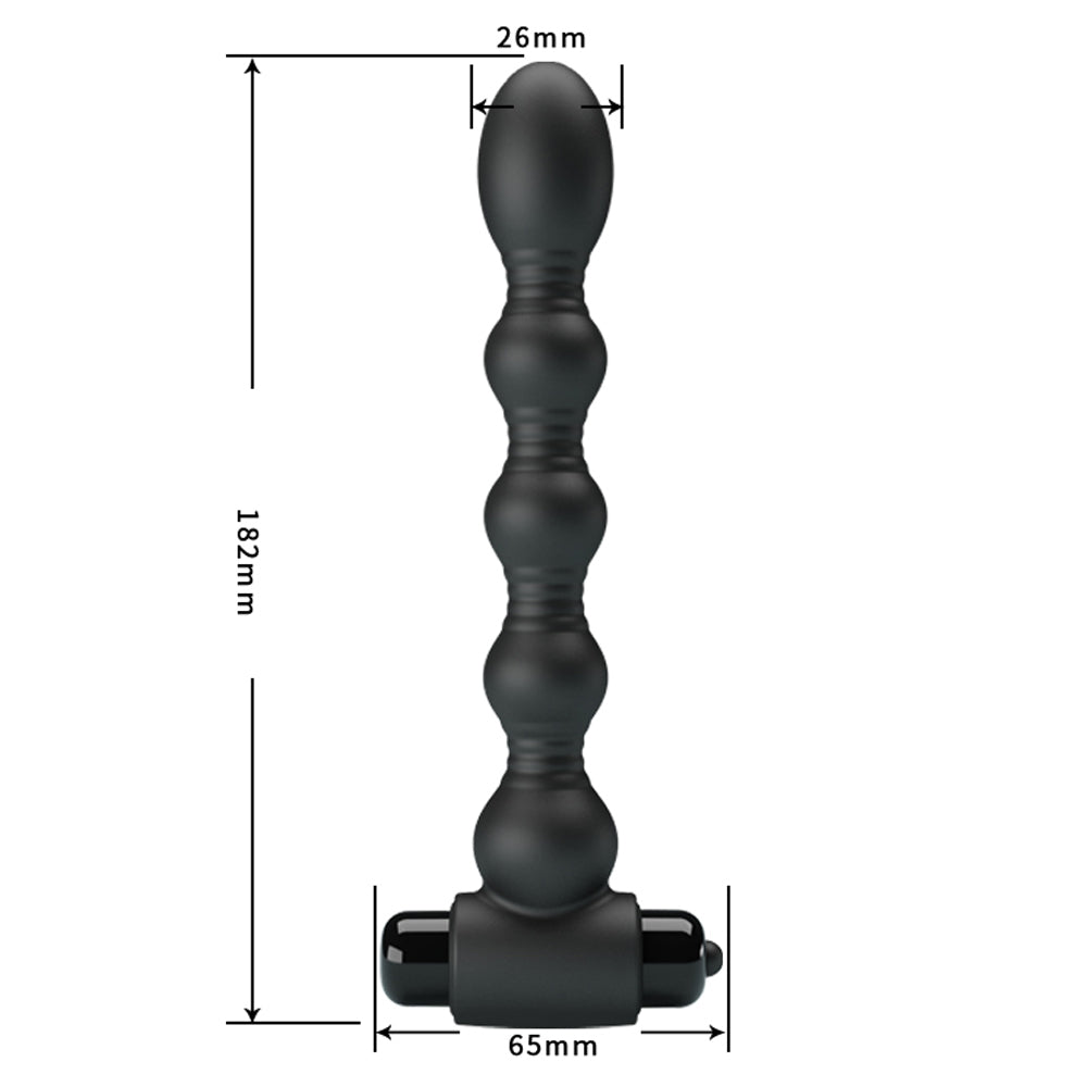 Pretty Love Lynn Vibrating Anal Beads has flexible necks between the 5 beads & boasts 10 vibration modes to please your backdoor. Dimension.