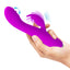 Pretty Love Rachel G-Spot Licking Rabbit Vibrator has 12 clitoral vibration modes & a tongue-shaped stimulator w/ 3 licking speeds for your G-spot or clitoris to enjoy. Purple-dual independent motors.