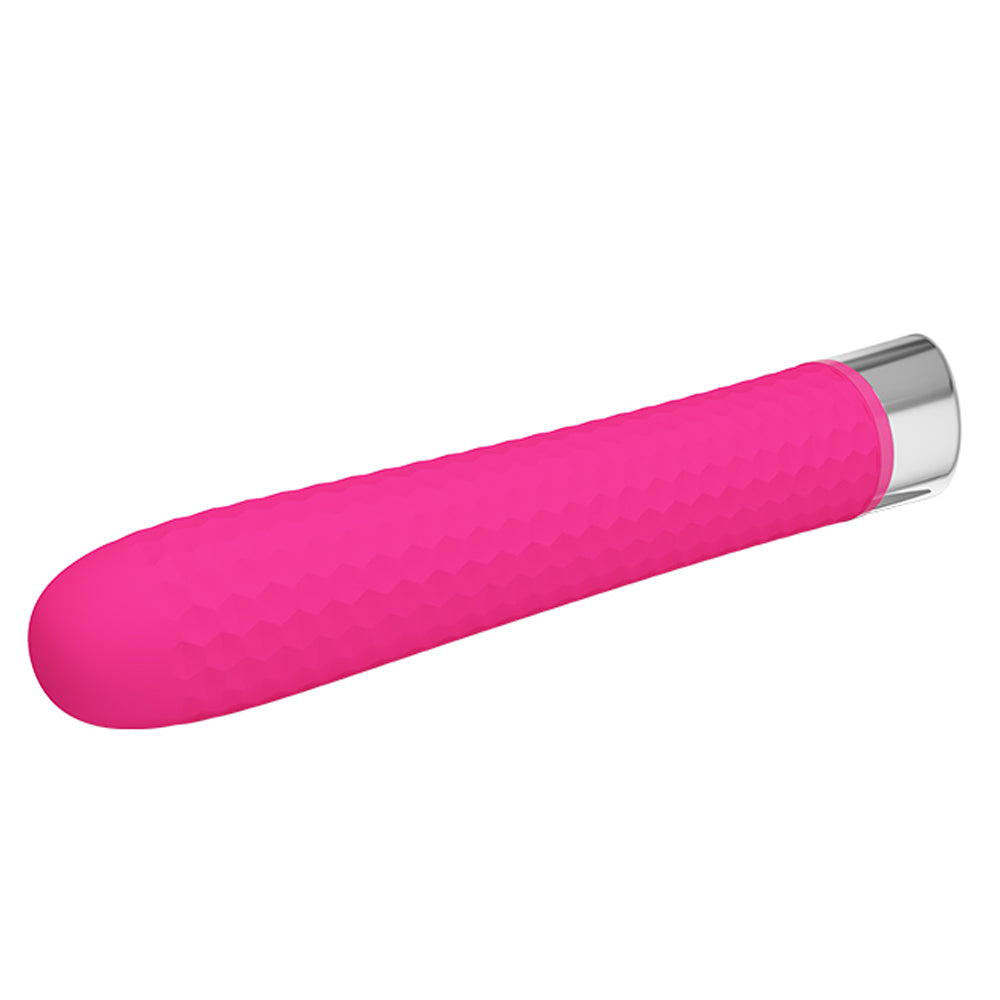 Pretty Love Reginald Textured Mini Vibrator delivers 12 intense vibration modes & is textured for extra pleasure! Waterproof, battery-operated & great for travelling. Pink. (3)